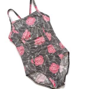 L.L. Bean Floral Hawaiian Swimsuit One Piece Sz 6 Slimming Sunblock UPF 50+ Pink